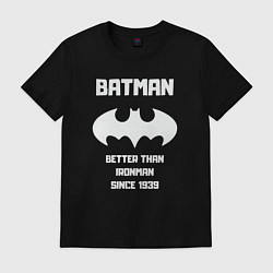 Футболка хлопковая мужская Бэтмен лучше железного человека, цвет: черный