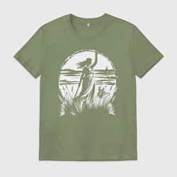 Мужская футболка Девушка с мечом в поле