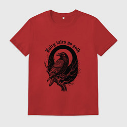 Футболка хлопковая мужская Готическая ворона сидит на ветке, цвет: красный