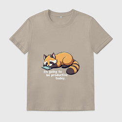 Мужская футболка Ленивый енот с телефоном