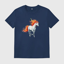 Мужская футболка Белая лошадь с огненной гривой