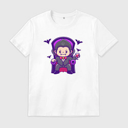 Футболка хлопковая мужская Дракула на троне, цвет: белый