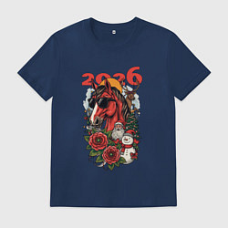 Мужская футболка Красная огненная лошадь 2026