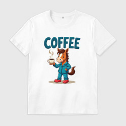 Мужская футболка Кофе с лошадью