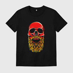 Футболка хлопковая мужская Красный череп с бородой, цвет: черный
