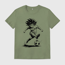 Футболка хлопковая мужская Футбольная атака аниме, цвет: авокадо