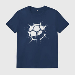Футболка хлопковая мужская Футбольный мяч в белой краске, цвет: тёмно-синий