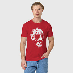 Футболка хлопковая мужская Белая хоккейная маска, цвет: красный — фото 2