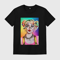 Футболка хлопковая мужская Весёлая Харли Квинн, цвет: черный