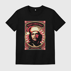 Футболка хлопковая мужская Новогодний Че Гевара, цвет: черный