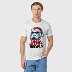 Футболка хлопковая мужская Stormtrooper new year, цвет: белый — фото 2