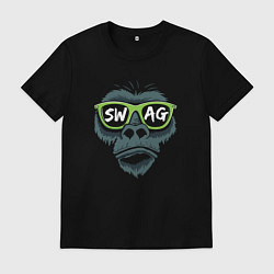 Футболка хлопковая мужская Swag monkey, цвет: черный