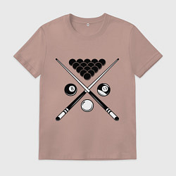 Футболка хлопковая мужская Бильярд (пул), цвет: пыльно-розовый