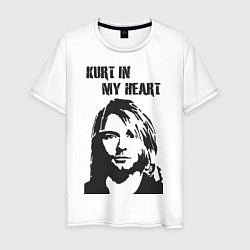 Футболка хлопковая мужская Kurt in my heart, цвет: белый