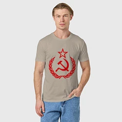 Футболка хлопковая мужская СССР герб, цвет: миндальный — фото 2