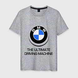 Футболка хлопковая мужская BMW Driving Machine, цвет: меланж
