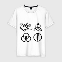 Футболка хлопковая мужская Led Zeppelin: symbols, цвет: белый