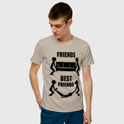 Футболка хлопковая мужская Best friends, цвет: миндальный — фото 2