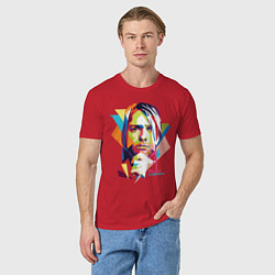 Футболка хлопковая мужская Kurt Cobain: Colors, цвет: красный — фото 2