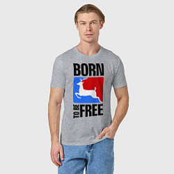 Футболка хлопковая мужская Born to be free, цвет: меланж — фото 2