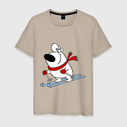 Мужская футболка Мишка на лыжах