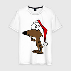 Мужская футболка Собачка в новогодней шапке