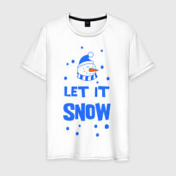 Футболка хлопковая мужская Снеговик Let it snow, цвет: белый