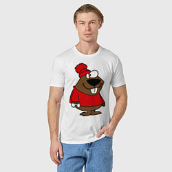 Футболка хлопковая мужская Бобер, цвет: белый — фото 2