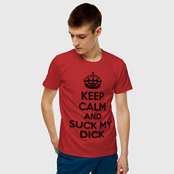 Футболка хлопковая мужская Keep Calm & Suck My Dick цвета красный — фото 2