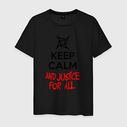 Футболка хлопковая мужская Keep Calm & Justice For All, цвет: черный