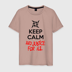 Футболка хлопковая мужская Keep Calm & Justice For All, цвет: пыльно-розовый