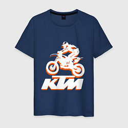 Футболка хлопковая мужская KTM белый, цвет: тёмно-синий