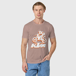 Футболка хлопковая мужская KTM белый, цвет: пыльно-розовый — фото 2