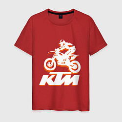 Футболка хлопковая мужская KTM белый, цвет: красный