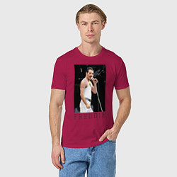 Футболка хлопковая мужская Queen: Freddie, цвет: маджента — фото 2