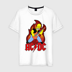 Футболка хлопковая мужская AC/DC Homer, цвет: белый