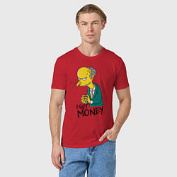 Футболка хлопковая мужская Mr. Burns: I get money, цвет: красный — фото 2