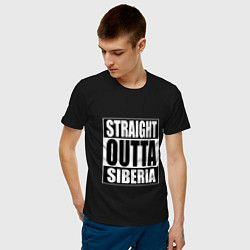 Футболка хлопковая мужская Straight Outta Siberia цвета черный — фото 2