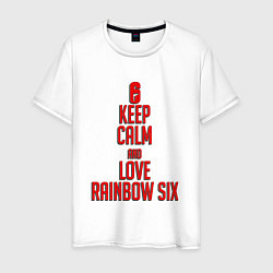 Футболка хлопковая мужская Keep Calm & Love Rainbow Six, цвет: белый