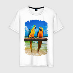 Мужская футболка Попугаи у моря
