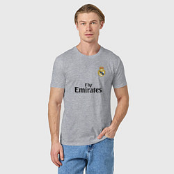 Футболка хлопковая мужская Real Madrid: Fly Emirates, цвет: меланж — фото 2