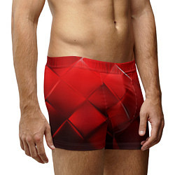 Трусы-боксеры мужские Red squares, цвет: 3D-принт — фото 2