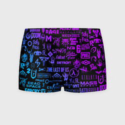 Трусы-боксеры мужские Неоновые лого игр, цвет: 3D-принт