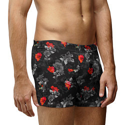 Трусы-боксеры мужские Красные цветы, цвет: 3D-принт — фото 2