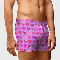 Трусы-боксеры мужские Розовые сердечки, цвет: 3D-принт — фото 2