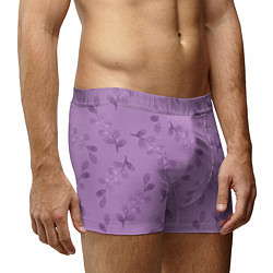 Трусы-боксеры мужские Листья на фиолетовом фоне, цвет: 3D-принт — фото 2