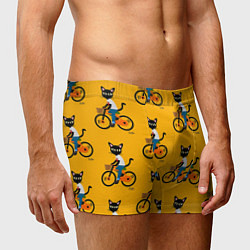Трусы-боксеры мужские Котики на велосипедах, цвет: 3D-принт — фото 2