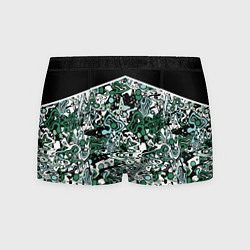 Трусы-боксеры мужские Черно-зеленые каракули, цвет: 3D-принт
