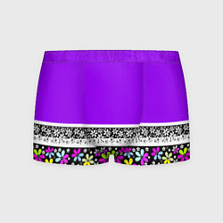 Трусы-боксеры мужские Яркий фиолетовый цветочный, цвет: 3D-принт