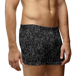 Трусы-боксеры мужские Растительный орнамент черно-белый, цвет: 3D-принт — фото 2